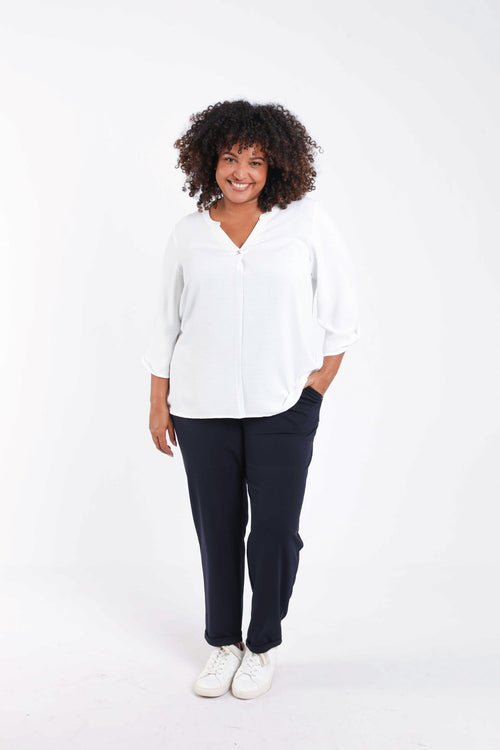 Effen blouse met sieraden detail-Paprika-9