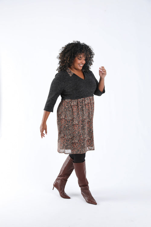 2-in-1 jurk met grafische print-Paprika-6