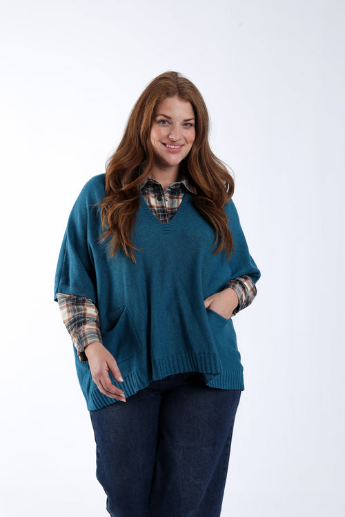 Effen korte trui van viscose-Paprika-2