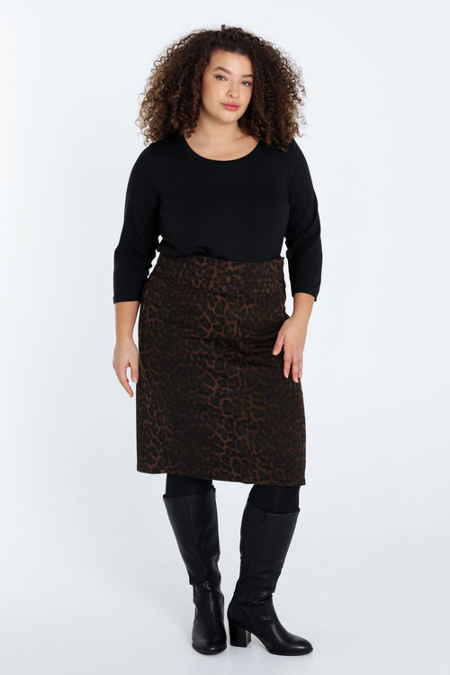 Korte, rechte rok met luipaardmotief-Paprika-7