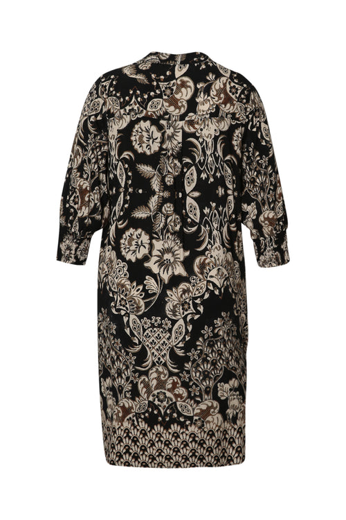 Robe courte en viscose imprimé floral-Paprika-12
