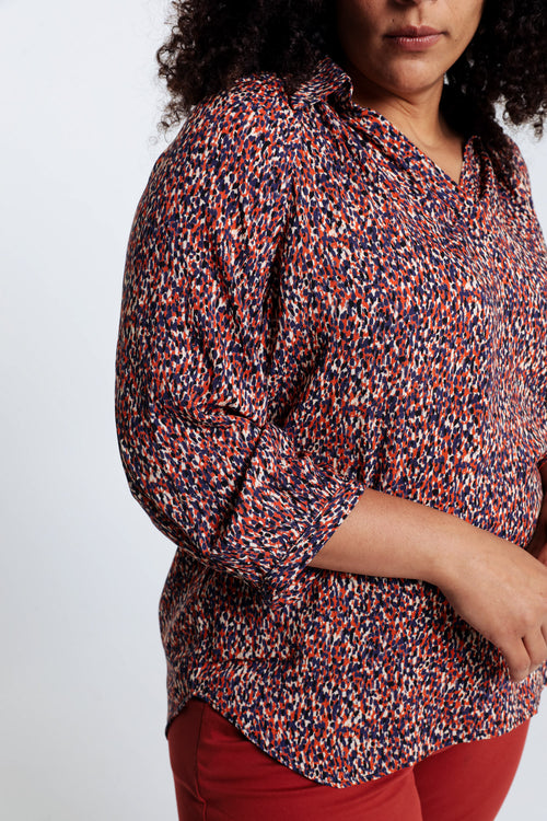 Blouse in viscose met dierenhuidmotief-Paprika-5