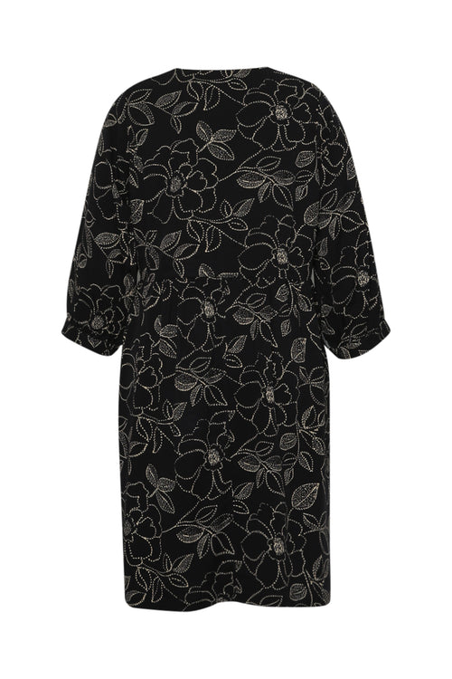 Korte jurk van bedrukt viscose met bloemenprint-Paprika-12