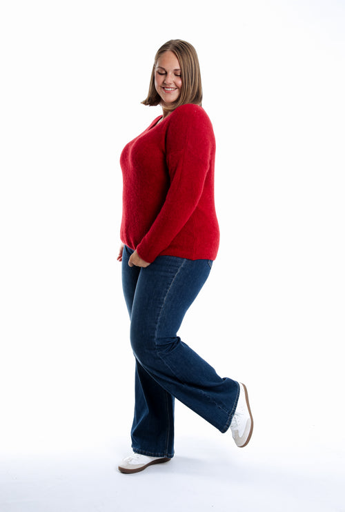 Pull avec alpaga uni-Paprika-5