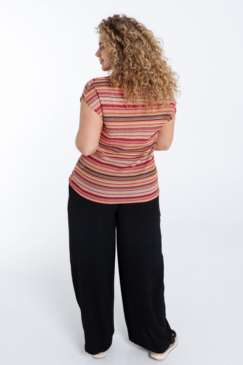 Gestreept kanten T-shirt-Paprika-2