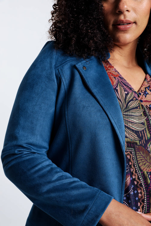 Kort, effen motorjasje met suède-effect-Paprika-5