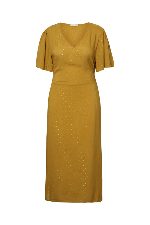 Jurk van viscose in één kleur met lurex-Paprika-2