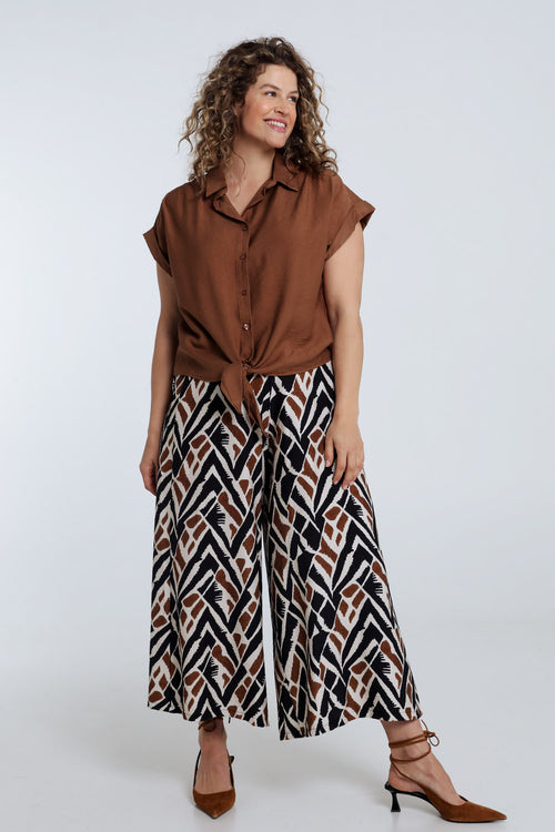 Brede viscose broek met etnische print-Paprika-8