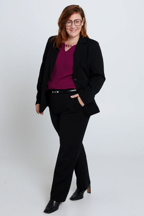 Kort, effen, getailleerd vest met bedrukte voering-Paprika-6