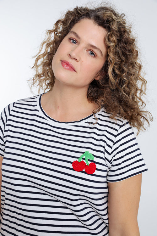Matrozen-T-shirt met kersdetail-Paprika-4