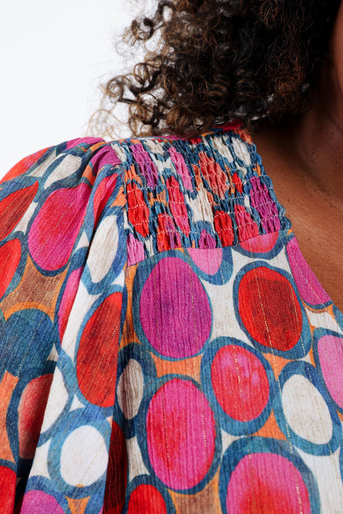 Blouse van viscose met ronde print-Paprika-4
