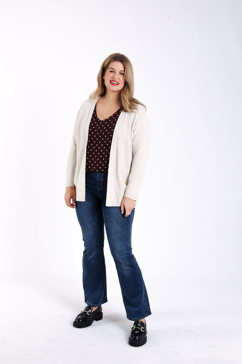 Lange cardigan van effen viscose-Paprika-5