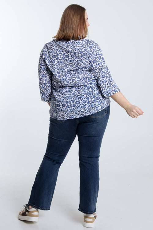  Blouse met tweekleurige print-Paprika-2
