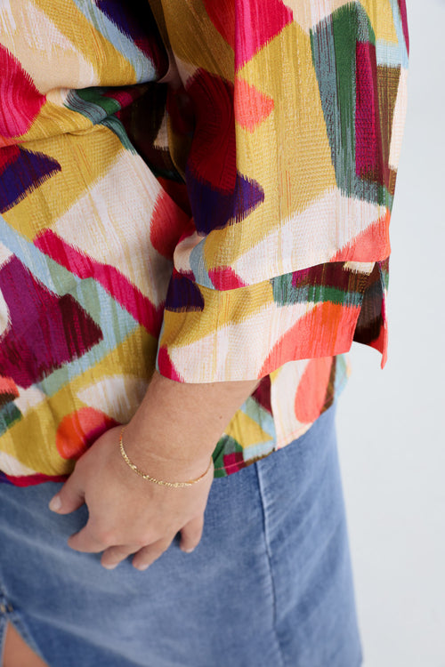 Blouse van viscose met grafische print-Paprika-3
