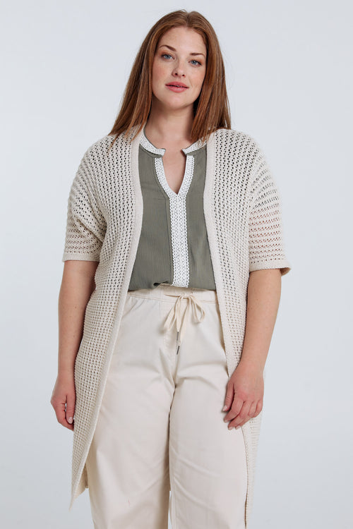 Lange unif geklede katoenen gilet-Paprika-1