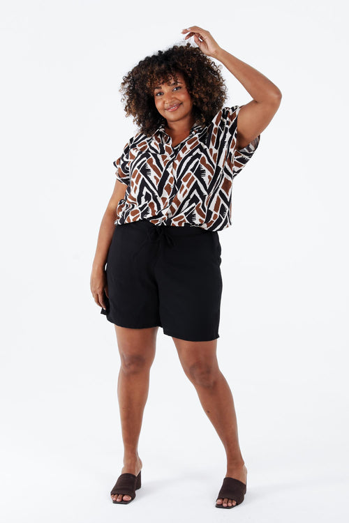 Effen viscose short-Paprika-7