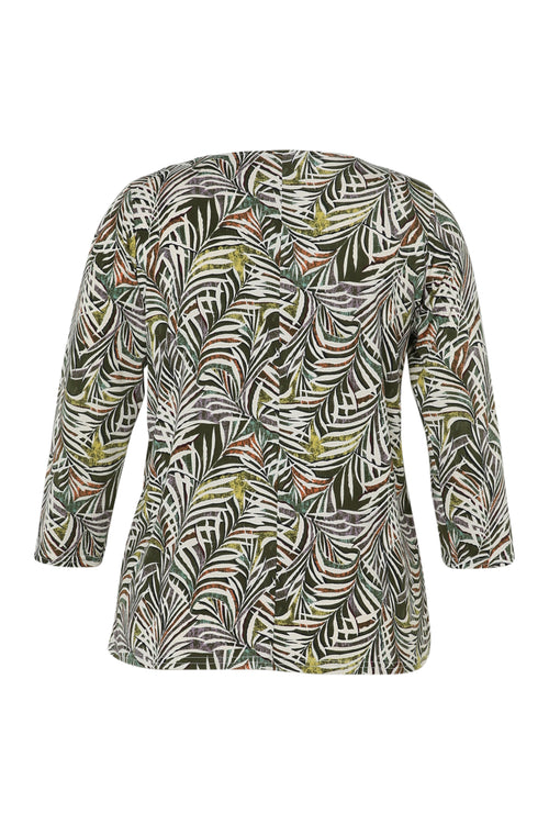  T-shirt van koel breiwerk met bladdessin-Paprika-11