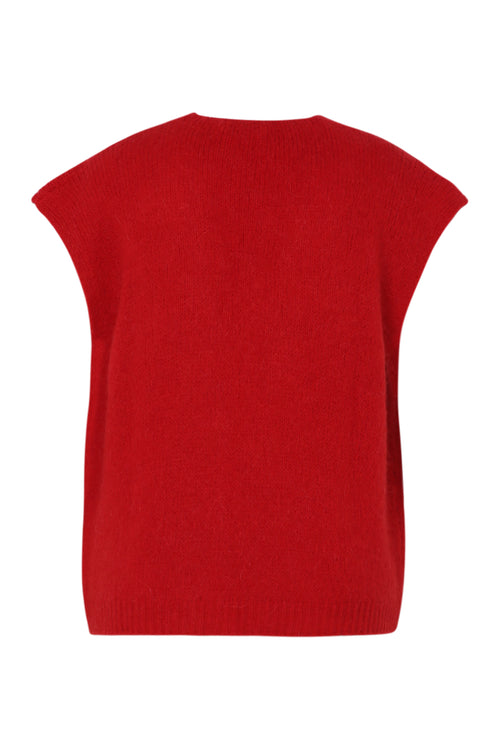 Effen mouwloos vest-Paprika-11