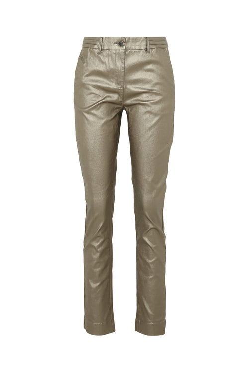 Effen slim 7/8-broek in viscose met metallic coating-Paprika-10