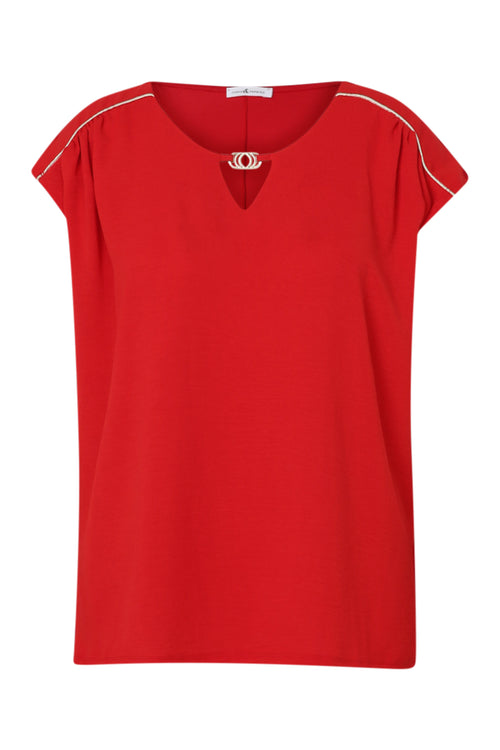 T-shirt met twee stoffen-Paprika-10