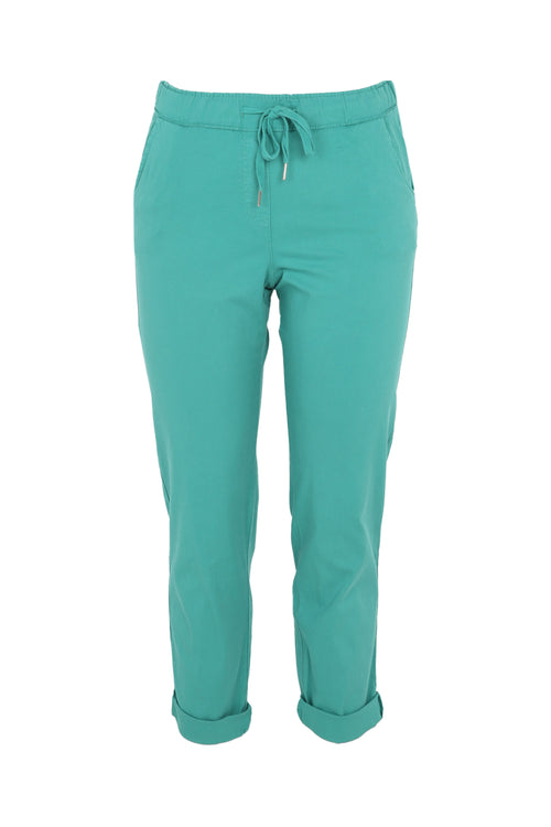 Effen 7/8-chinobroek in licht katoen met losse broekspijpen-Paprika-10