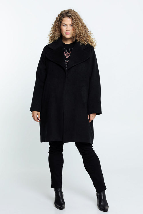 Lange, wollen jas met grote kraag en drukknopen-Paprika-6