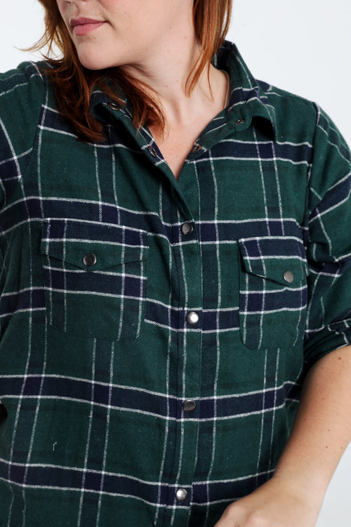 Lang, geruit hemd met zakken en drukknopen-Paprika-5