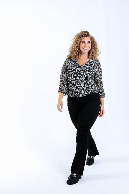 T-shirt van voile met grafische print-Paprika-6