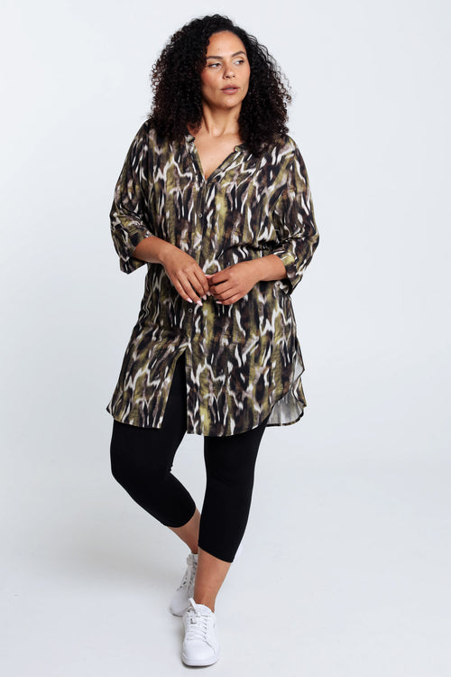 Longue chemise en viscose imprimé peau de bête-Paprika-7