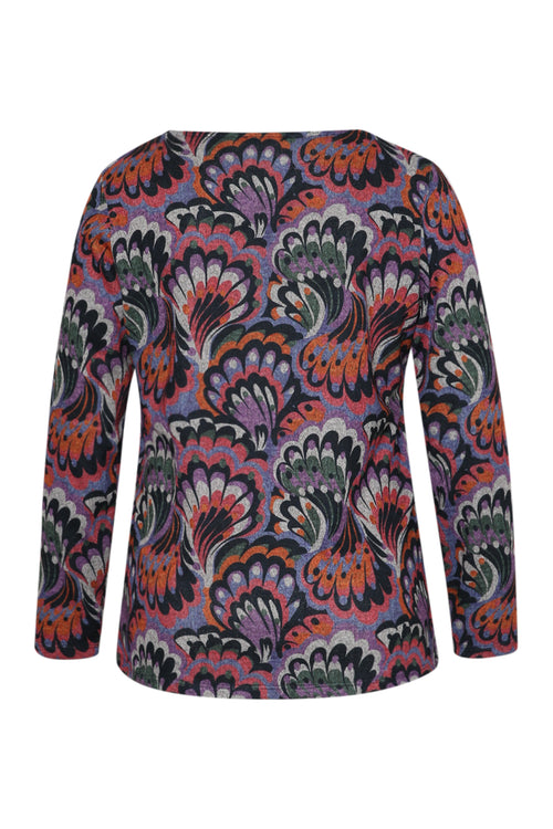 Warme gebreide tuniek met veerprint-Paprika-8