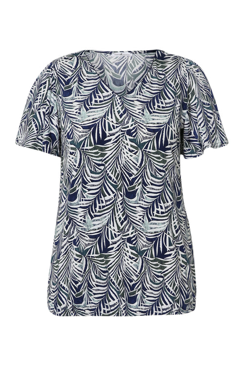 T-shirt met bladprint-Paprika-1