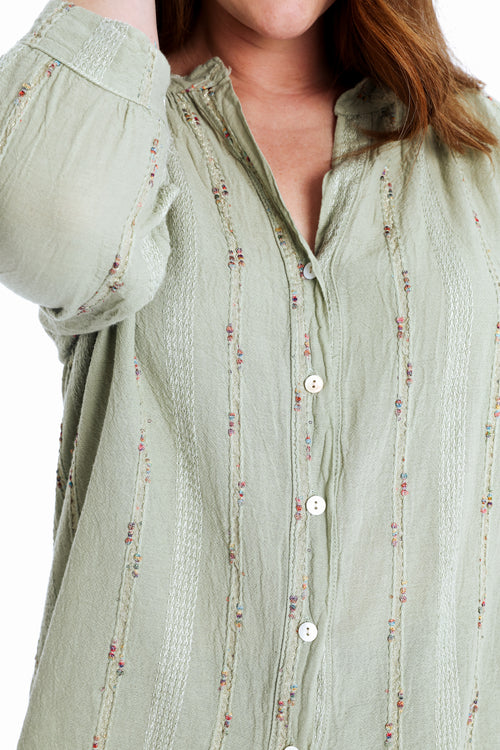 Effen katoenen blouse met multicolore details-Paprika-3