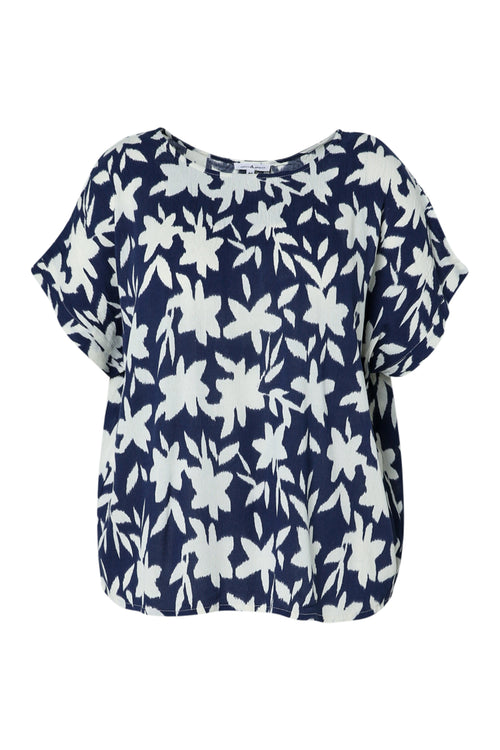 Bloes van bicolore bloemenprint viscose-Paprika-10