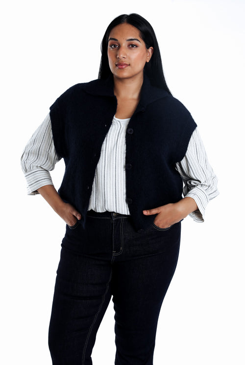 Effen korte cardigan-Paprika-1