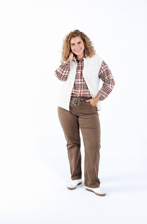 Effen mouwloos gilet-Paprika-5