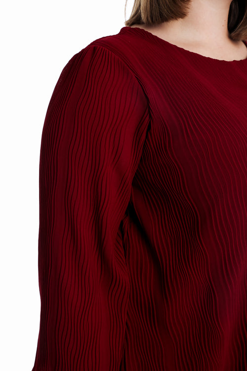 Effen geplooide blouse-Paprika-4
