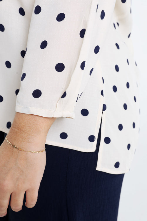 Blouse van viscose met stippenprint-Paprika-6