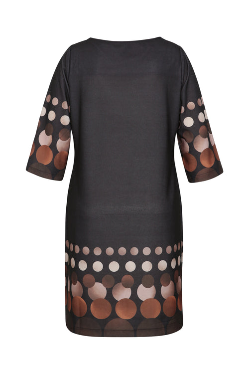 Jurk met print van cirkels-Paprika-2