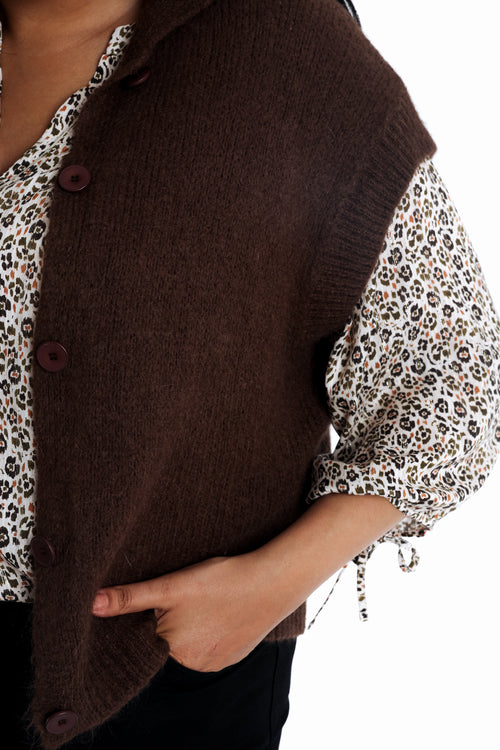 Effen korte cardigan-Paprika-4