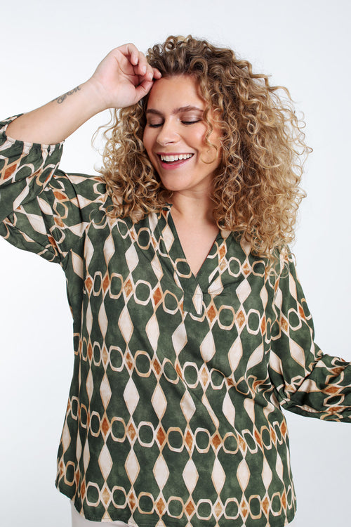 Viscose blouse met grafische print-Paprika-3