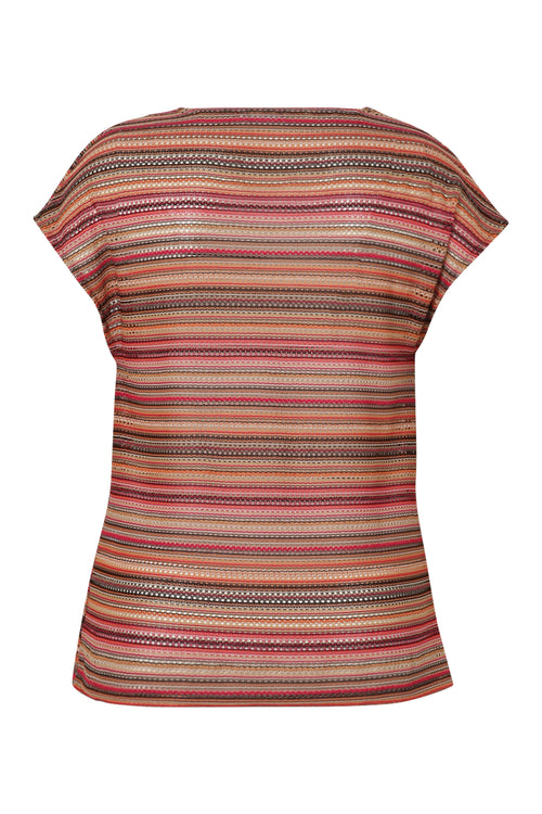 Gestreept kanten T-shirt-Paprika-11