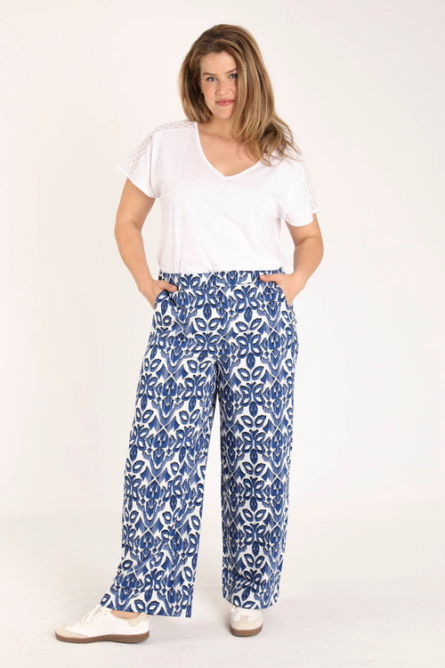 Exclusief SHEEGO - Uni T-shirt van katoen en viscose met kant-Paprika-9