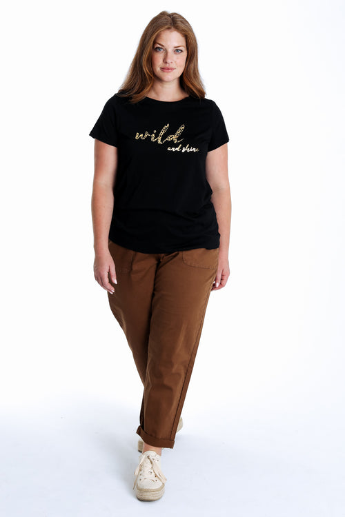 T-shirt en coton uni avec imprimé Wild and shine-Paprika-8