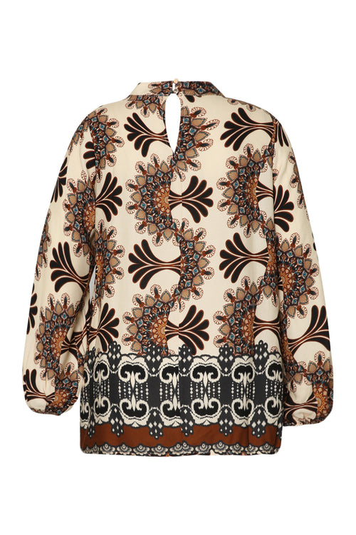 Blouse en viscose imprimé graphique-Paprika-8