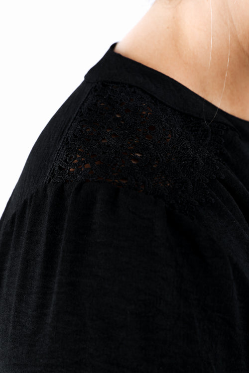 Blouse unie avec dentelle-Paprika-4