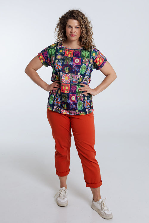Jungle- en tropisch bedrukt T-shirt-Paprika-7