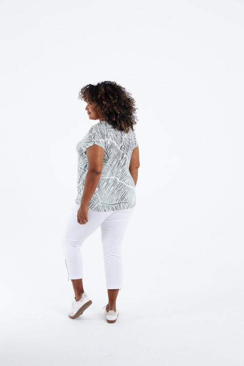 Foil bedrukt T-shirt met bladeren-Paprika-2