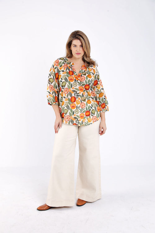 Blouse met citrusprint-Paprika-10