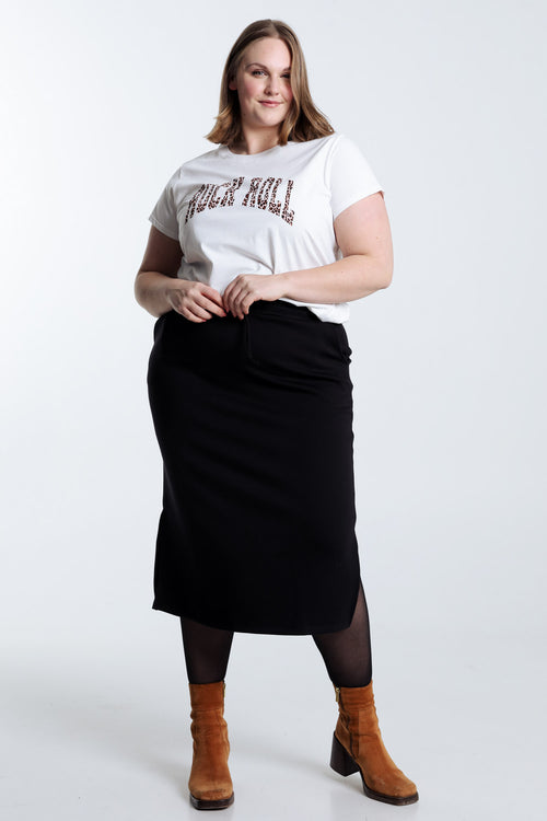 Halflange effen fleece rok-Paprika-7