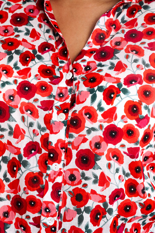 Blouse van katoen met klaproosprint-Paprika-4